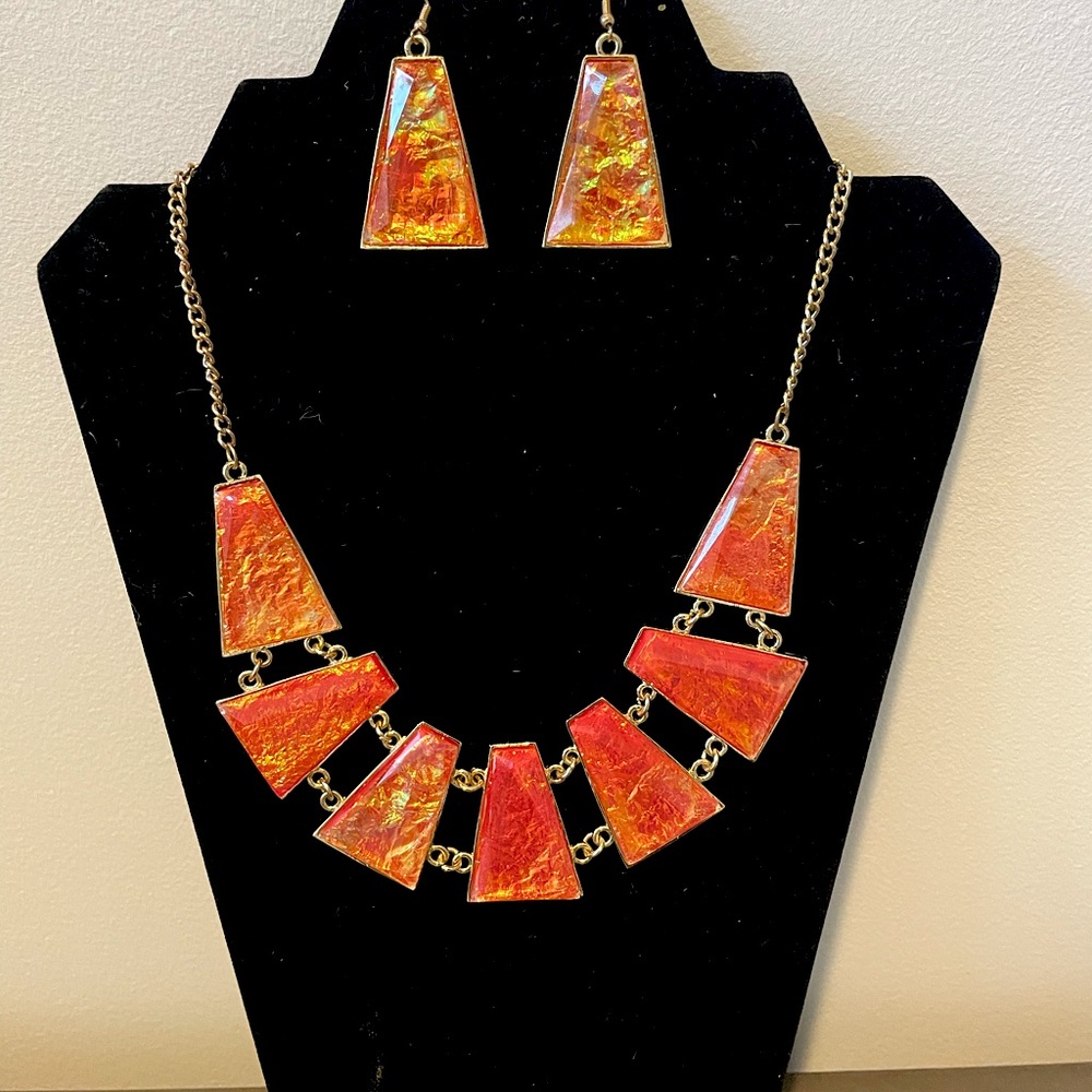 🌟✨ Stunning Marble Style Jewelry Set: Earrings & Necklace Combo! ✨🌟